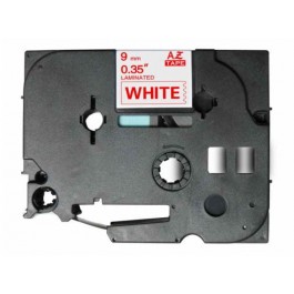 Fita Compatível p/ Gravação p/ Brother P-Touch 1000/200/220/300/310/340c/350/540c/550/1250/1200/18xx/2450DX/2460/ 2480/2420PC/2500PC/3600/9200PC/9200DX/9400/9500/1010/1280DT/2100VP/2430/2700VP/7500VP/7600VP - Branco/Vermelho 9mmx8mts