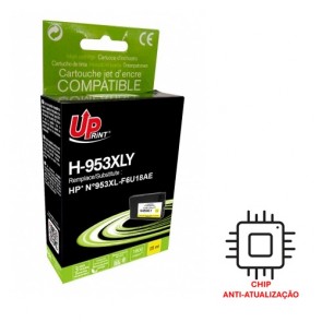 Tinteiro Compatível p/ HP OfficeJet Pro 8700/8710/8711/8715/8716/8717/8718/8719/8720/8721/8725/8728/8730/8731/8740 (F6U18A) Nº953XL - Amarelo (Alta Capacidade) / Capacidade: ~1800 Páginas (25 ml)  / Código de Barras: 3584770904395